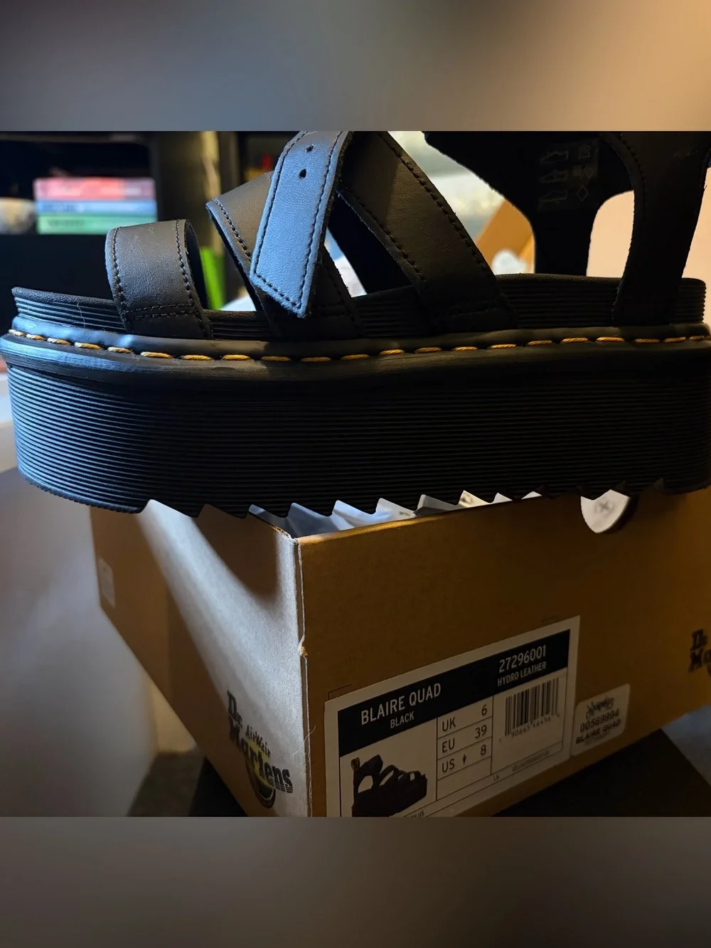 Dr. Martens Black Quad Platform Sandals
